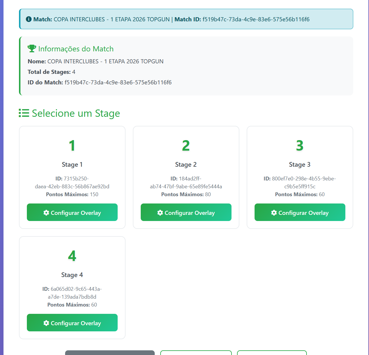 Selecione a pista e clique em Configurar Overlay no hotsite da prova