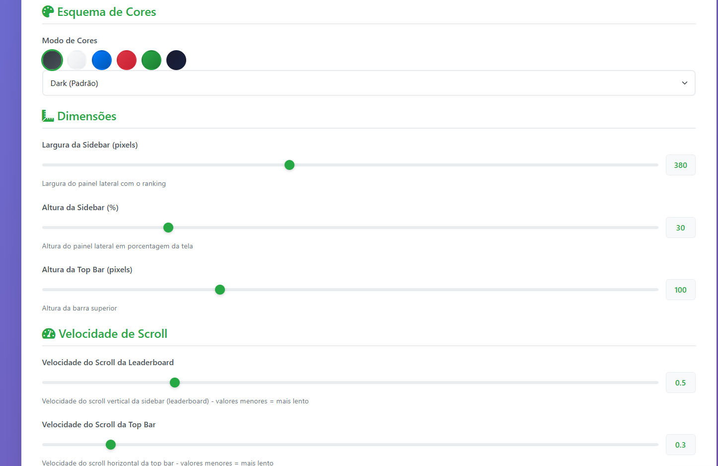 Configuração de overlay